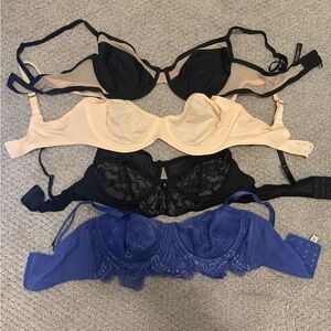 Women's Lace and Mesh Bra Set - Black, Beige, Blue